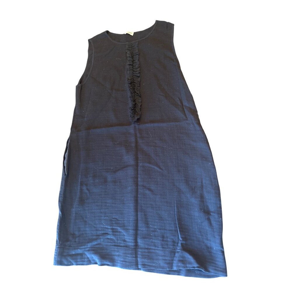 LAgence Womens Black Sleeveless Ruffle Front Shift Dress Sz 2 Wool Botton Blend